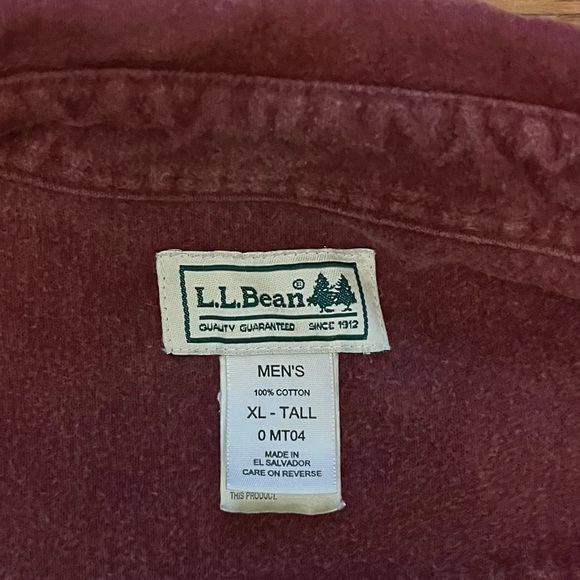 LL Bean Chamois Cloth Button Up Shirt Mens Size XL Tall Maroon Casual Cotton - Picture 3 of 9